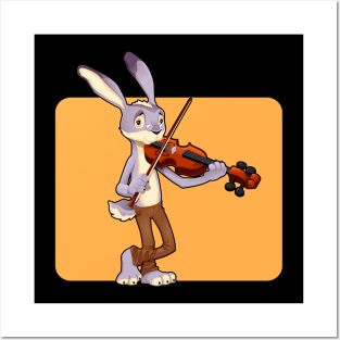 Rabbit Playing Violin Posters and Art